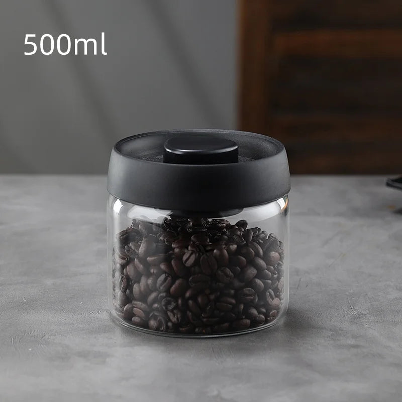 Coffee Jar Manual Vacuum Moisture Proproof Storage Jar Kitchen High Borosilicate Glass Tea Jar Coffee Bean Storage Sealed Jar