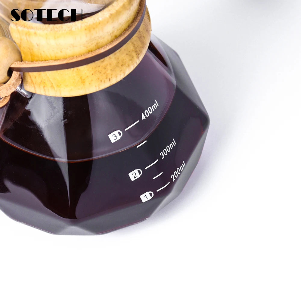 Glass Coffee Pot Drip Brewing  Chemex Cafetera 400Ml/600Ml Hand Brewed Coffee Filter Cup Pour Over Coffee Maker For Home Office