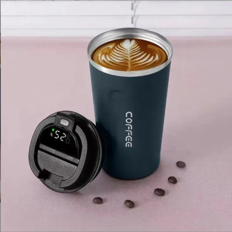 Coffee Mug Stainless Steel Double Walled Insulated Intelligent Digital Display Insulated Leak-Proof Cup 510ML Keep Hot Ice