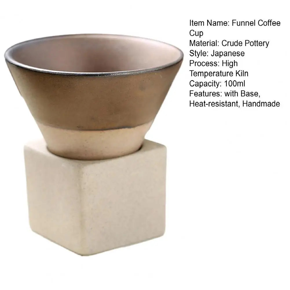 100ML Funnel Coffee Cup With Base Crude Pottery Heat-resistant Handmade Japanese Style Latte Cappuccino Tea Espresso Tapered Mug