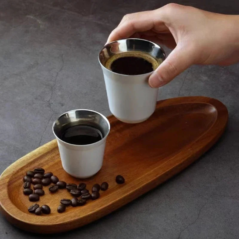 80ml Mini Coffee Cup Stainless Steel Double Wall Heat-insulating Coffee Cup Portable Small Drink Cups