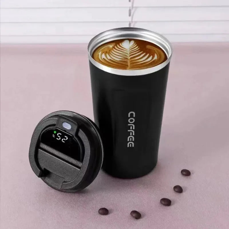 Coffee Mug Stainless Steel Double Walled Insulated Intelligent Digital Display Insulated Leak-Proof Cup 510ML Keep Hot Ice