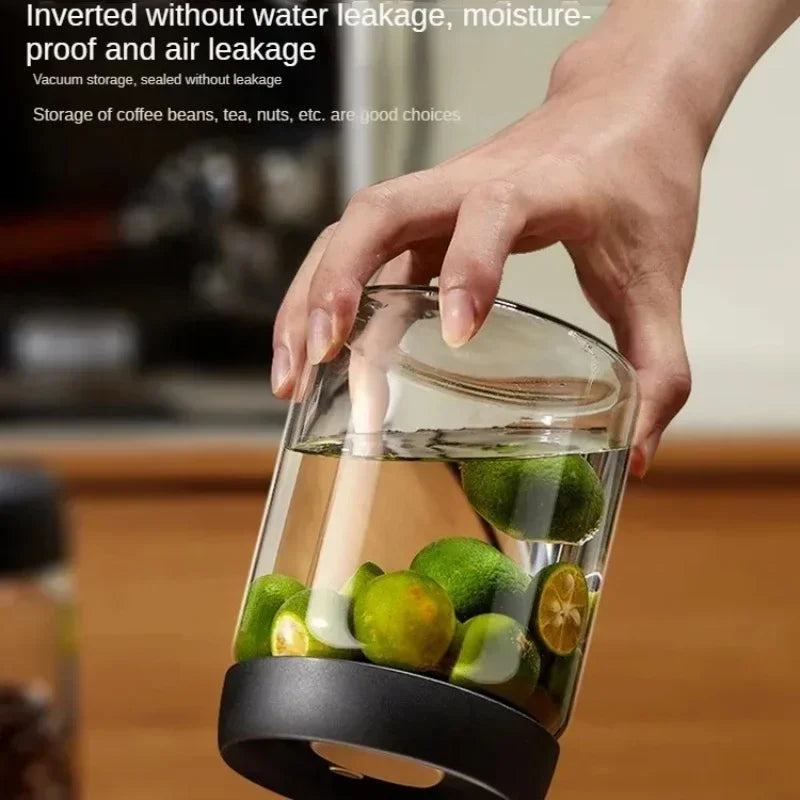 Coffee Jar Manual Vacuum Moisture Proproof Storage Jar Kitchen High Borosilicate Glass Tea Jar Coffee Bean Storage Sealed Jar