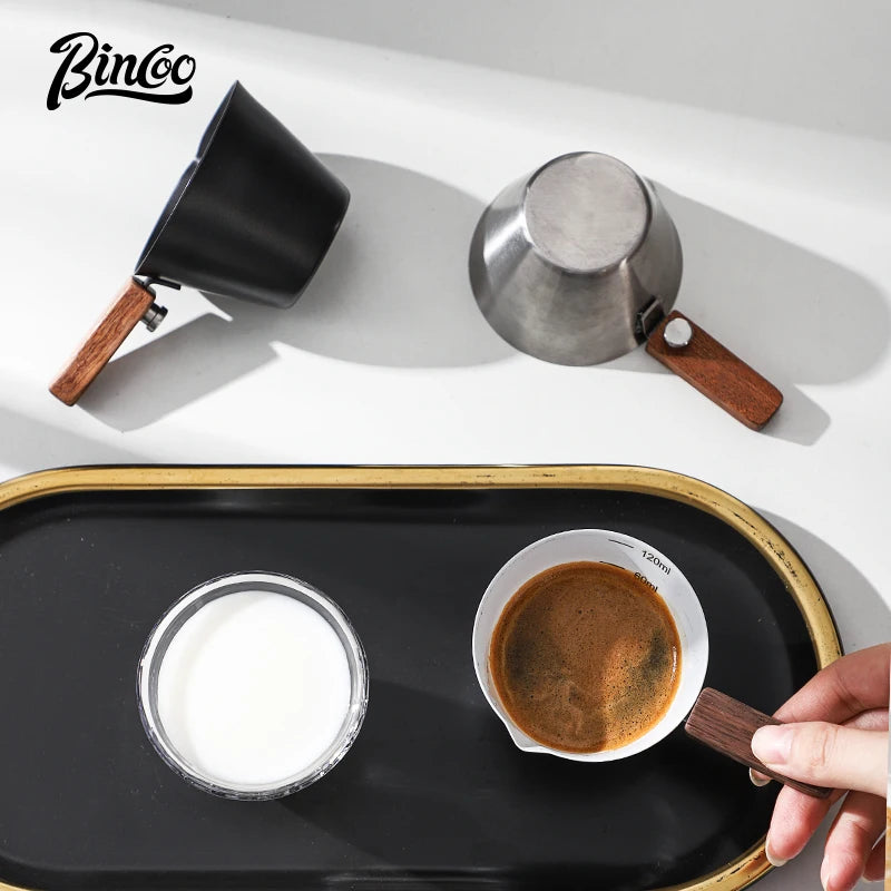 Bincoo measuring cup Stainless steel coffee extract cup espresso cup Italian liquid cup Coffee ounce cup milk jar Milk cup 100m