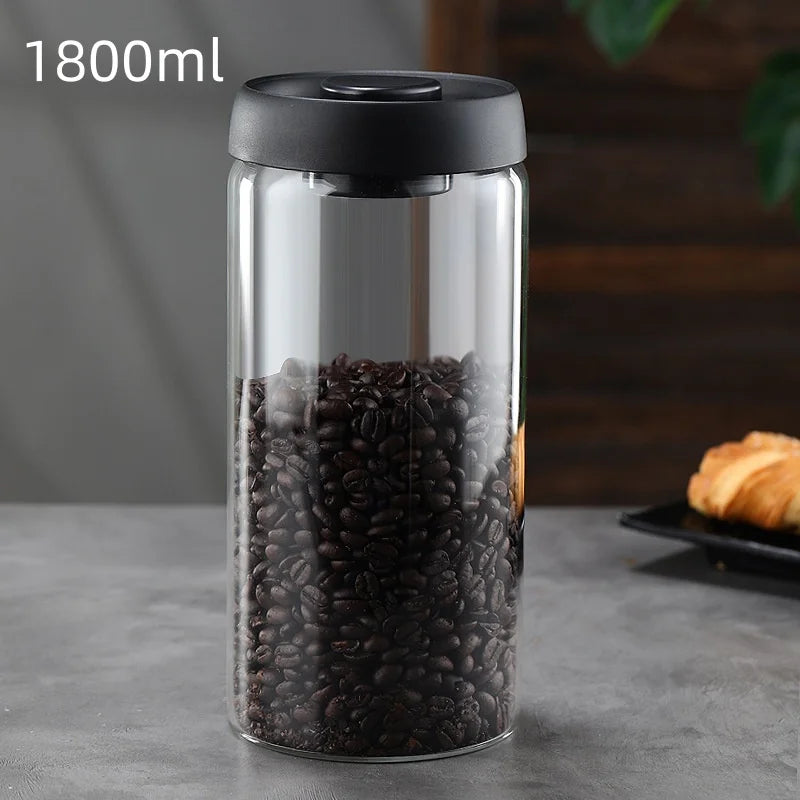 Coffee Jar Manual Vacuum Moisture Proproof Storage Jar Kitchen High Borosilicate Glass Tea Jar Coffee Bean Storage Sealed Jar