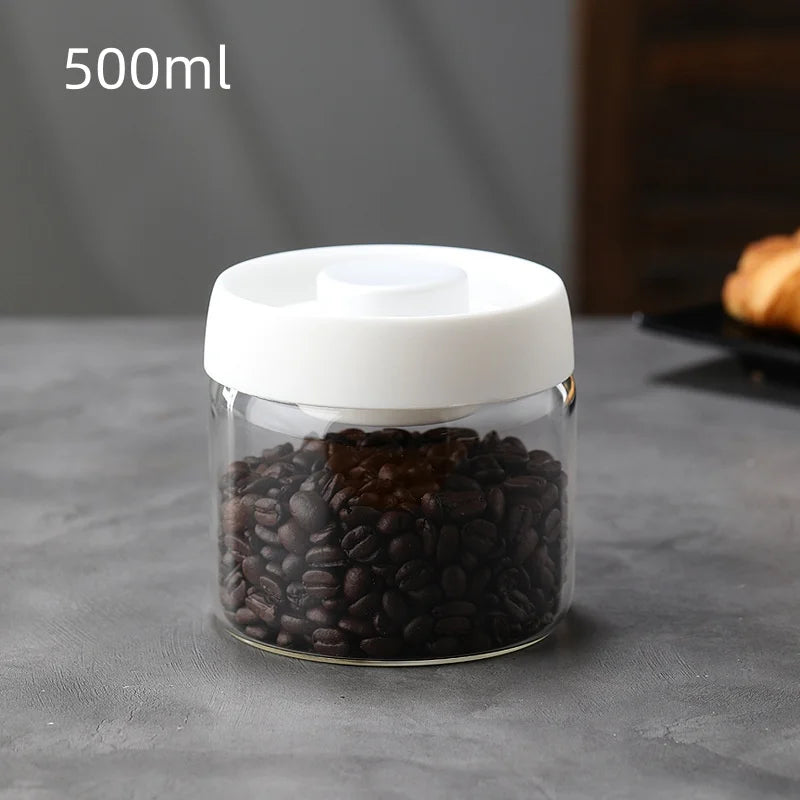 Coffee Jar Manual Vacuum Moisture Proproof Storage Jar Kitchen High Borosilicate Glass Tea Jar Coffee Bean Storage Sealed Jar