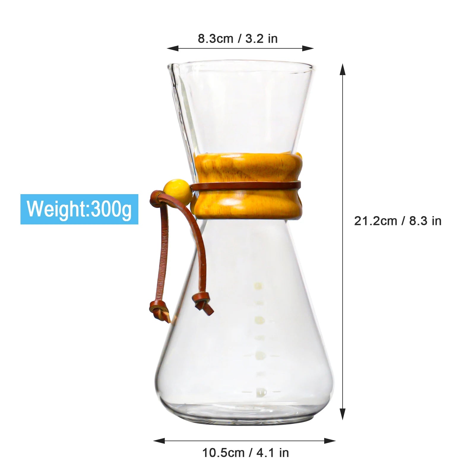 Glass Coffee Pot Drip Brewing  Chemex Cafetera 400Ml/600Ml Hand Brewed Coffee Filter Cup Pour Over Coffee Maker For Home Office