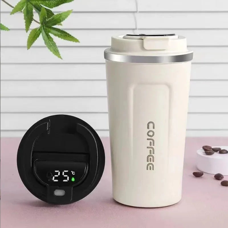 Coffee Mug Stainless Steel Double Walled Insulated Intelligent Digital Display Insulated Leak-Proof Cup 510ML Keep Hot Ice