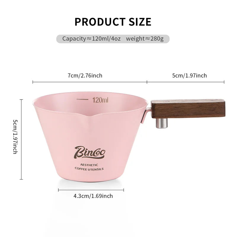 Bincoo measuring cup Stainless steel coffee extract cup espresso cup Italian liquid cup Coffee ounce cup milk jar Milk cup 100m