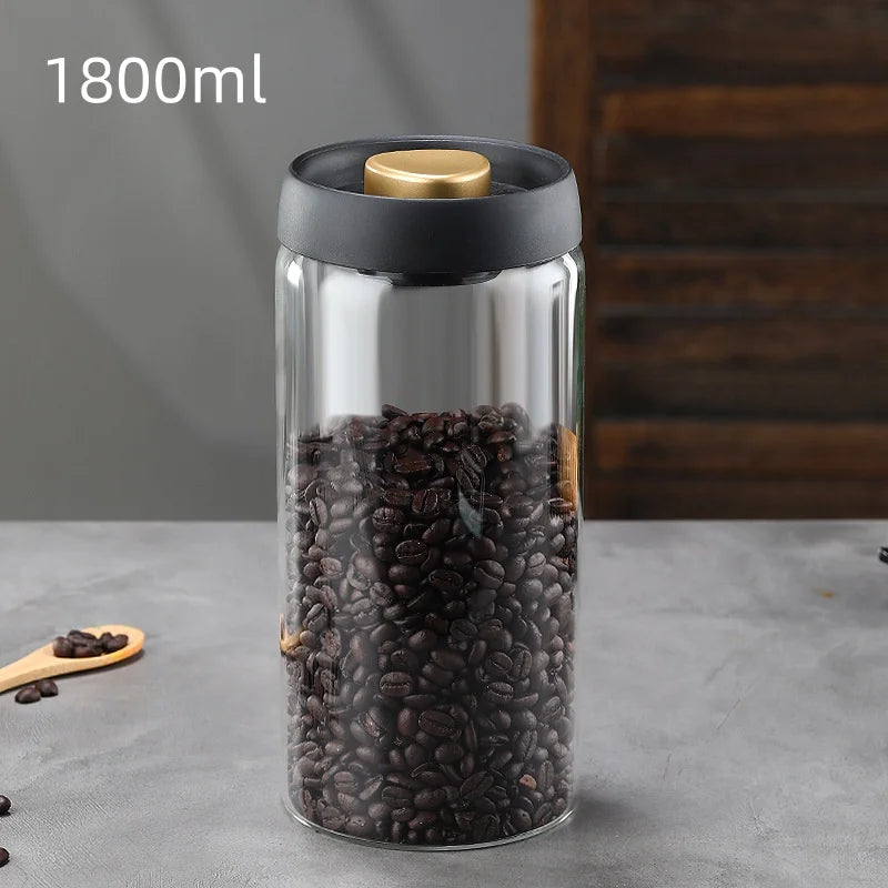 Coffee Jar Manual Vacuum Moisture Proproof Storage Jar Kitchen High Borosilicate Glass Tea Jar Coffee Bean Storage Sealed Jar