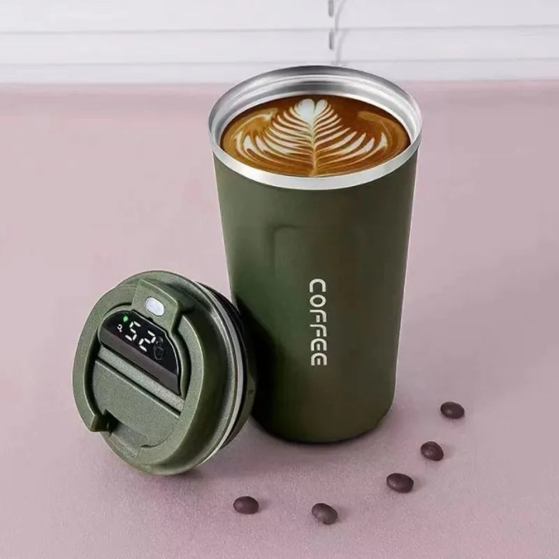 Coffee Mug Stainless Steel Double Walled Insulated Intelligent Digital Display Insulated Leak-Proof Cup 510ML Keep Hot Ice