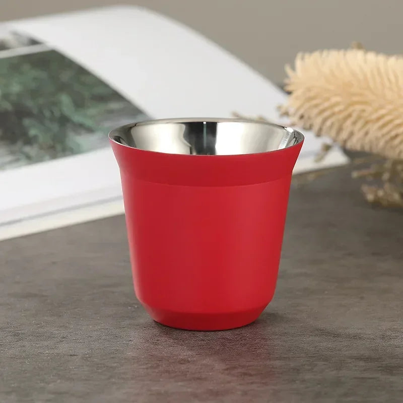 80ml Mini Coffee Cup Stainless Steel Double Wall Heat-insulating Coffee Cup Portable Small Drink Cups